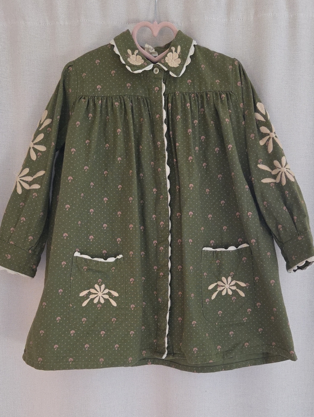 Apolina Francine Shirtdress in Valley Calico Fern 5-7 Green Embroidered